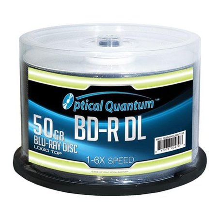 OPTICAL QUANTUM Optical Quantum OQBDRDL06LT-50 50 Pack 6X 50GB BD-R DL Blu-Ray Blank Disc Logo Top OQBDRDL06LT-50